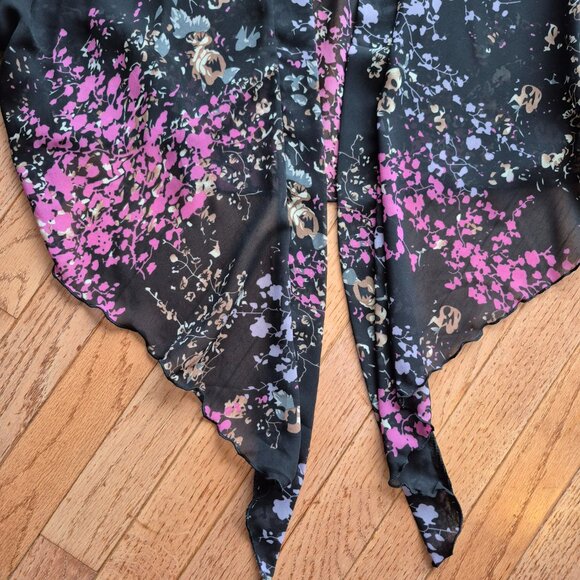 Lightweight Chiffon Open Front Cardigan Front Tie Blouse O/S - Picture 4 of 12